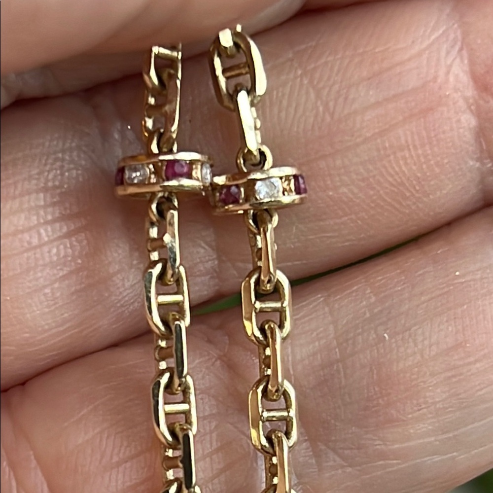 Sold. 18k diamond, ruby, and opal necklace - Picture 3 of 9